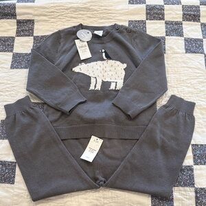 GAP Gray Knit Polar Bear Sweater Set